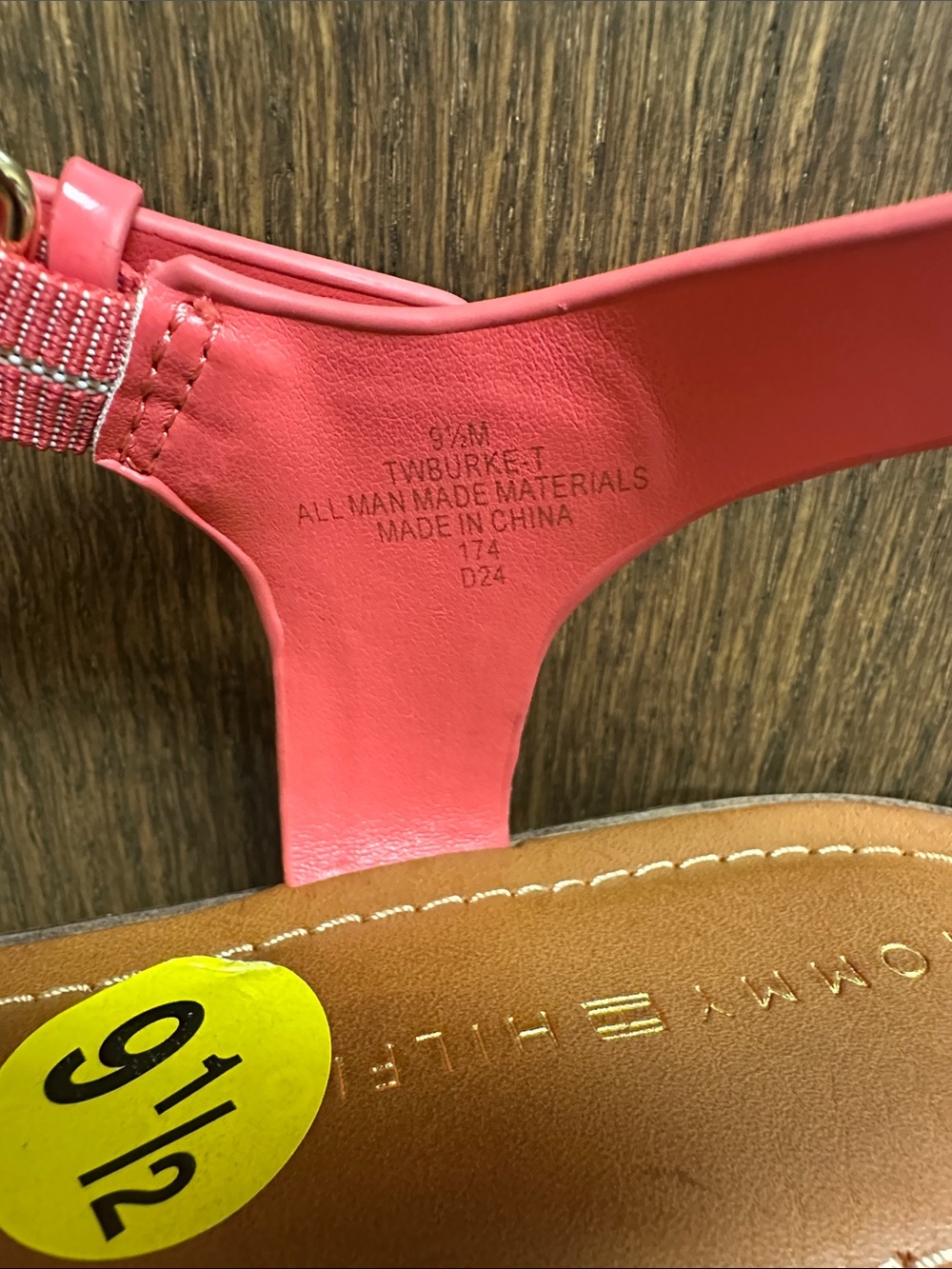 Tommy Hilfiger Coral Pink T-Strap Logo Slingback Sandals - Picture 6 of 8